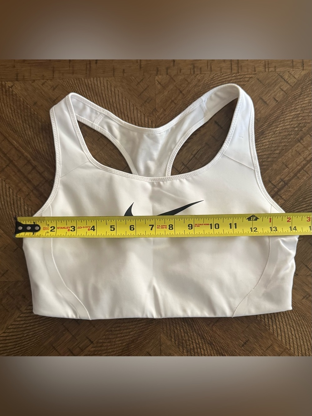 Nike White Racerback Sports Bra with Black Swoosh - size Large - Picture 5 of 13